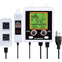 CO2 Controller, Carbon Dioxide Controller Dual Outlets, Two-Plug System CO2 Sensor with Large Screen Display CO2 Monitor CO2 Controller for Grow Room and Grow Tent