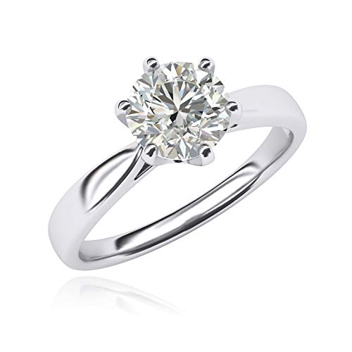 Pure 14k white gold 2.0 CT Classic 6-Prong Solitaire Simulated Diamond Engagement Ring Promise Bridal Wedding Ring4