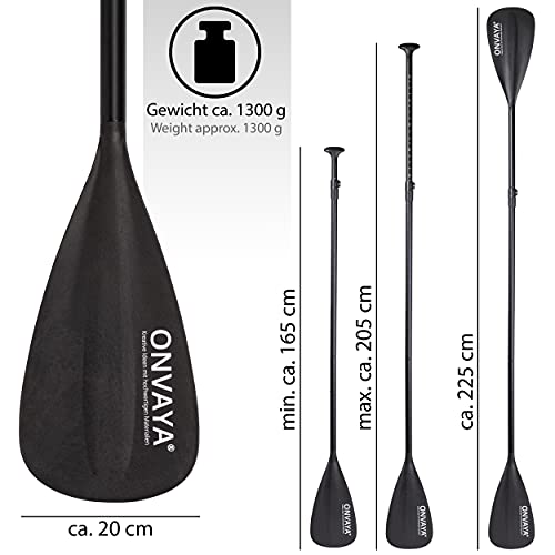 Foto von ONVAYA® SUP/Kajak Paddel | 2-in-1: Stechpaddel & Doppelpaddel | Für Stand-Up-Paddling, Kajak, Schlauchboot etc. | 3-teilig | Größe flexibel anpassbar