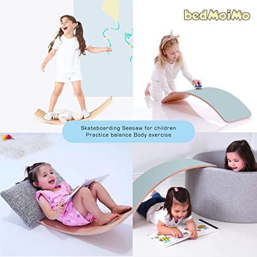 Bedmoimo 35 Inch Wooden Balance Board Wobble Board For Kids Toddlers, Teens, Adults, Wood Kids Toys For Kids - Wobble Balance Board Kids - Kids Wooden Toys - Montessori Waldorf Learning Toys Rocker Board For Yoga And Exercise #TOP4