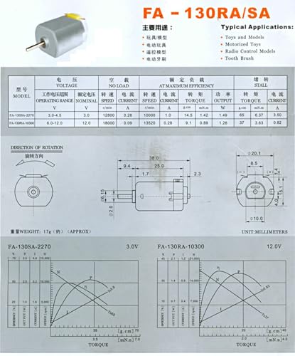 DC Motor 3V 16500RPM 130 Mini Motor Spielzeug Motor Micro Motor für DIY Spielzeug Hobbies Kleine Auto Fan Wissenschaft Projekt Elektrische Motor DC Micro Motor (5)