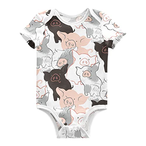 Image of vvfelixl Baby Girls' Bodysuits Llama Alpaca Cactus Short Sleeve Cotton Baby Clothes For Girls 0-24 Months Black