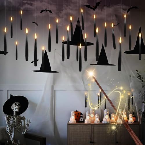 Image of 12 Pcs Floating Flameless Hanging Candles with Wand Remote Control