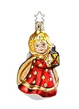  Original Erzgebirge Volkskunst - Angelo con Lanterna, in Vetro soffiato a Mano, 9,5 cm