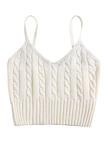 Romwe Women's Ribbed Knit V-Neck Cami Crop Top #TOP28