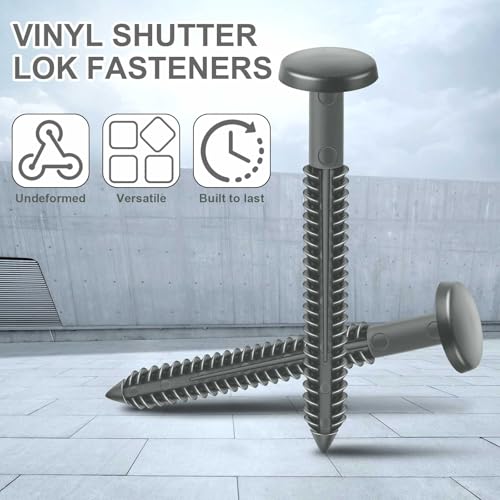 Image of Blulu 18 Pcs 3 Inch Vinyl Shutter Fastener Window Panel Peg Lok Pin Pegs Screws Shutter Spikes Anchor (Dark Gray)