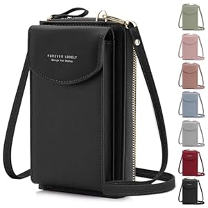 lmytdo Handytasche zum Umhängen, Kleine Umhängetasche Damen Brieftasche Crossbody PU Leder Geldbörse Kleine Crossbody Tasche mit Kartenfächer Verstellbar für Handy unter 6,5 Zoll (Schwarz)