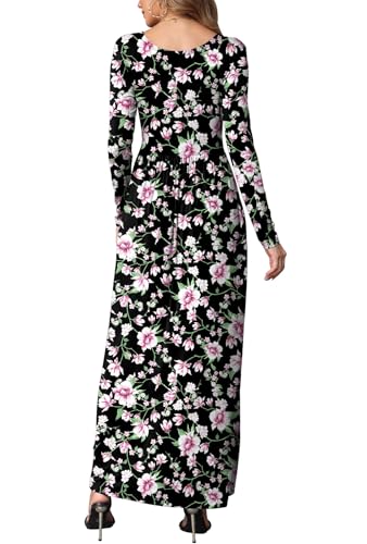Image of EUOVMY Women's Long Sleeve Loose Maxi Dresses Casual Long Dresses with Pockets