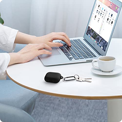 Easuny Custodia per AirPods PRO 2/1 (2022/2019) - Silicone Cover per AirPods PRO 2nd/1st Case, Antiurto Protezione Cover Compatibile con AirPods PRO Seconda Generazione, con Moschettone, Nero - 6