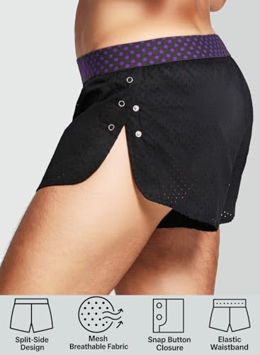 MIZOK Mens Mesh Large Split Side Boxer Shorts Side Button Lounge Shorts Breathable Underwears4