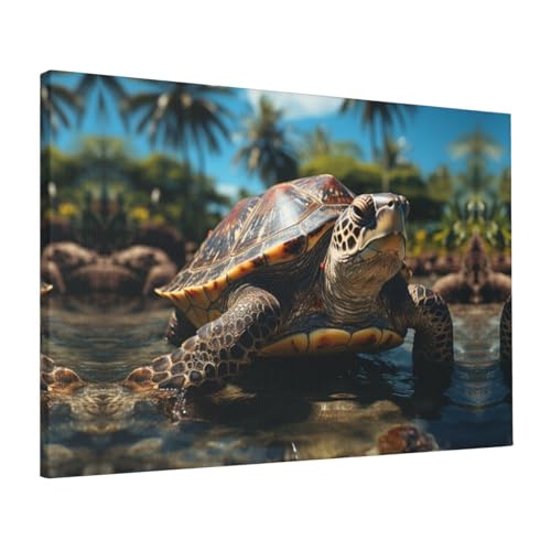 Impressions sur toile tortue pour creer une ambiance evasion salon et bureau