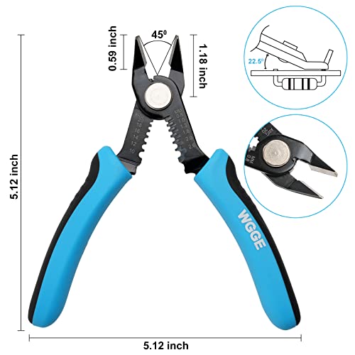 WGGE Wire Cutters Precision Flush Pliers with Supplementary Stripping, Cutting Pliers, Handy and Slim Diagonal Cutters, Ultra Sharp Wire Cutter, 10-20AWG wire stripper (6 inch)4