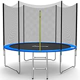 GALACTICA 8FT Round Trampoline Set Outdoor Garden Safety Net Enclosure Spring Jump Mat Padding Ladder GT-TS-01 Blue