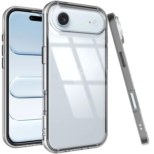 Puxicu Acrylic 2 in 1 for iPhone 17 Air Case，Anti-Yellowing, Military-Grade Protection, Drop Shockproof Slim Phone Cover for iPhone 17 Air 6.5", Clear+Black