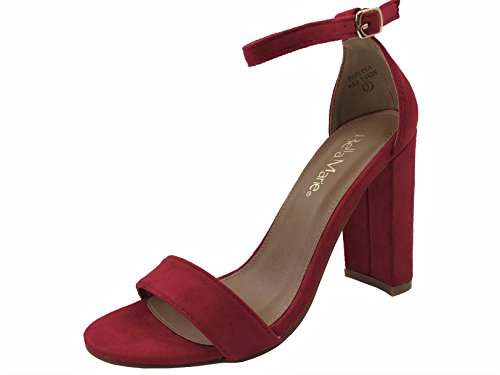 Bella Marie Womens Strappy Block High Heel Sandal Red, 8