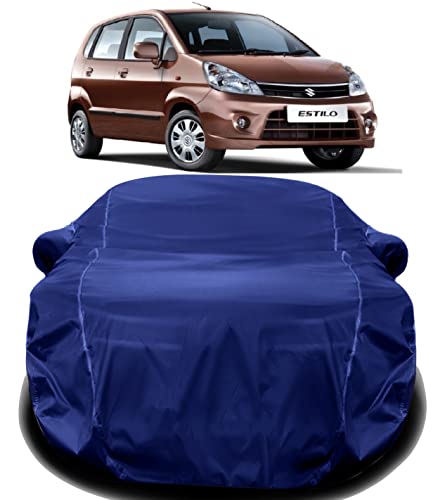 Image of AUCTIMO Maruti Suzuki Zen Estilo Car Cover Waterproof with Triple Stitched Fully Elastic Ultra Surface Body Protection (Navy Look)