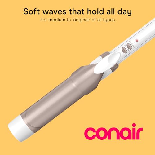 Image of Conair Double Ceramic 1 -Inch Curling Iron | Double Ceramic 1 -in. Barrel for Soft Waves and Loose Curls on Medium to Long Hair, White /Rose Gold, CD703L