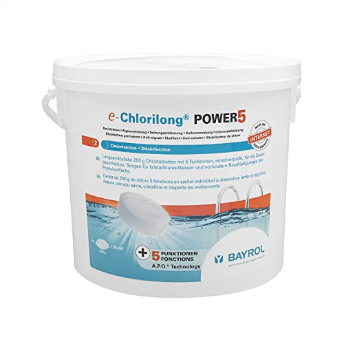BAYROL e.CHLORILONG Power 5 Galets Stabilisé Multifonction pour Désinfection Régulière - 200g | Dissolution Lente + 10 T