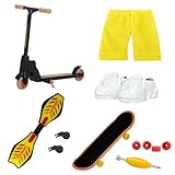 DIFLAX Mini Jeu de Jouets pour Doigts Ensemble de Trottinette Skateboard Embouts et Mini Accessoires pour l'entraînement avec Outils Réparation et Vêtements pour Enfants Adultes Fêtes Faveurs (Jaune)