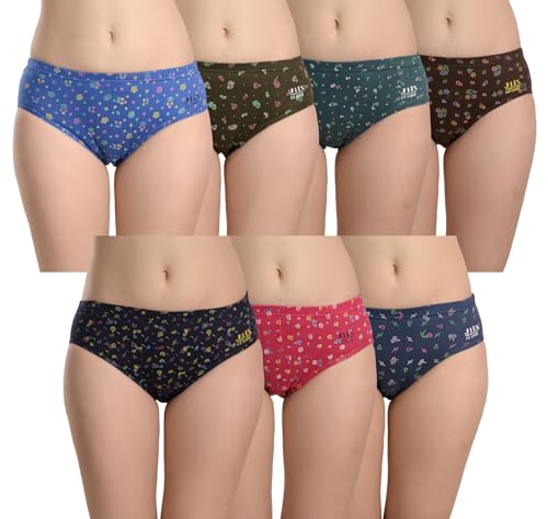 Image of Panty Set for Women | Printed Mid Waist Cotton Panties for Women Combo | Hipster Briefs | Soft Breathable Innerwear for Women | Ladies Innerwear