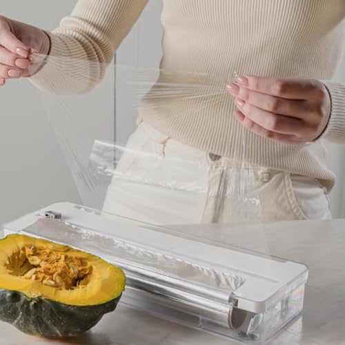 Organizador e Cortador Porta Rolos Duplo Clear | Papel Plástico, Filme, Alumínio, Manteiga | Para Co