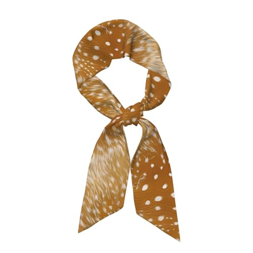 WINCCOR Realistic Deer Skin Print Scarf Long Silk Scarf Women's Headscarves Headbands Wristband Funny Handbag Accessory 46.9X3.1 In