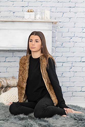 Luxe L 100% Faux Rabbit Fur Vest Soft Comfortable Plush Modern Fur Vest with Hook-Eye Closure4