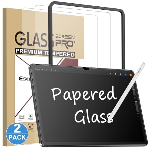 Esanik 2 Pack Like Paper Glass Screen Protector for Samsung Galaxy Tab S9 / Tab S9 FE/ 11 inch 9H Tempered Glass Film with Alignment Frame, Writing Like on Paper, Anti Glare