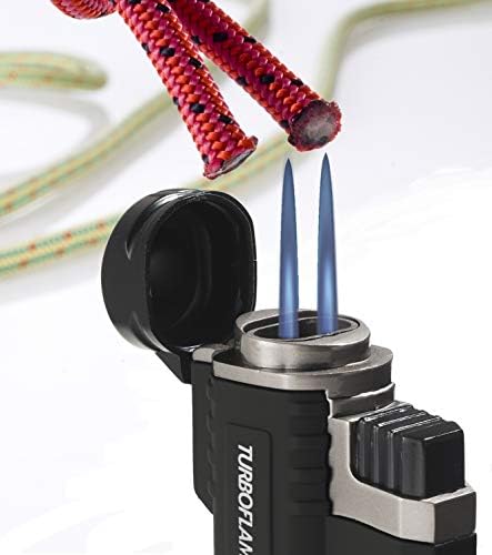 TURBOFLAME Ranger Black - Windproof Military Field Lighter - Perfect Mini Blow Torch For Camping and Outdoors