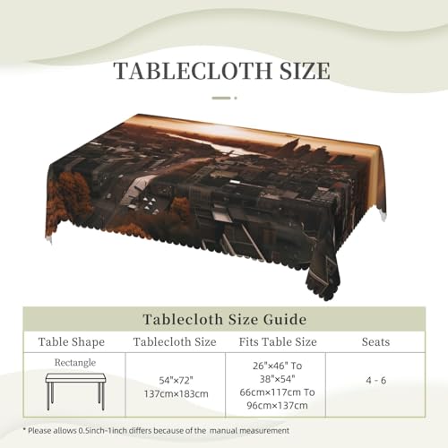 Nappe rectangulaire 137x183 cm imperméable et lavable pour table de cuisine