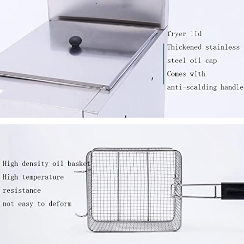 Gas Friteuse Kommerzielle Fritteuse Edelstahl Fritteuse, 10L/20L Gas Fritteuse,mit Frittierkorb und Deckel,Für Restaurant Home für Brathähnchen und Pomm,DoubleCylinder – Bild 5