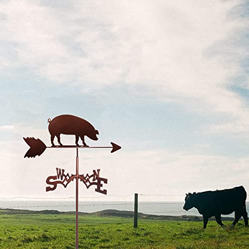 Cnmji Stainless Steel Weathervane Pig Weather Vane, Retro Durable Farm Scene Garden Stake Wind Vane, Decorative Wind Direction Indicator For Outdoor Measuring Tool #TOP2