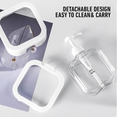 Image of 300 ML Modern Square Soap Dispenser | Transparent Pump Bottle with Multicolor Frame | Leakproof Refillable Dispenser for Hand Wash, Shampoo & Body Wash - Bathroom & Kitchen (1 Pc)