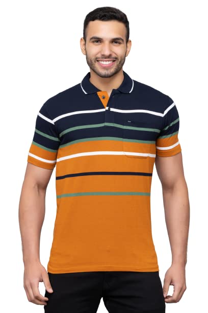 proriders Half Sleeve 100% Pure Cotton Fabric Collared Regular Fit Men's Polo Striper Tshirt with Pocket for Casual wear-picture-54