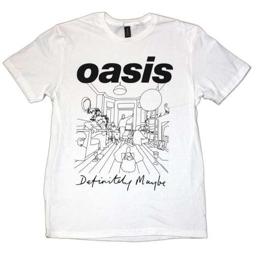 Rock Off officially licensed products Oasis Definitely Maybe Line Drawing T Shirt XXL White
