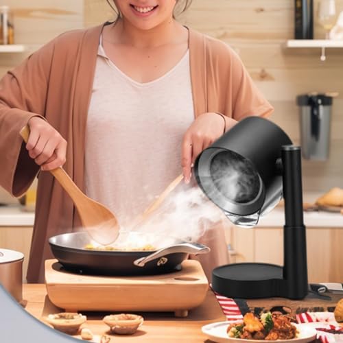 Yoicee Tragbare Dunstabzugshaube – Mit abnehmbarem Aluminium-Fettfilter, 3-Stufen-Abluftsystem für Indoor- und Outdoor-Kochen im Wohnmobil, Kompakte Küchenlüftung für BBQ (Black)