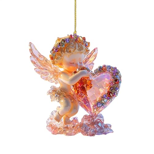 Ornamenti a forma di angelo, ornamenti natalizi in acrilico, per albero di Natale, San Valentino, per specchietto retrovisore, per la casa