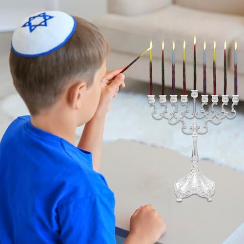 Majestic Giftware Multicolor Hanukkah Candles - CP20 | 45 Dripless Handcrafted Chanukah Candles for All 8 Nights of Hanukkah | Manufactured by Safed Candle Company in Israel (Blue/Yellow/Red) - Thumbnail 3