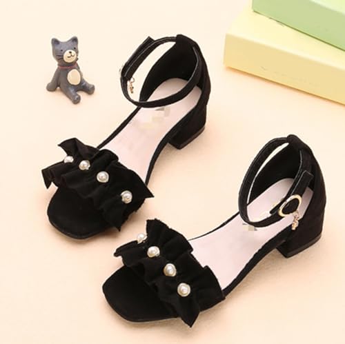IWIHMIV Girls Princess Dress Up Shoes Open Toe Fashion Cute Dress Low Heeled Flower Sandals Girls Comfortable Sandals2