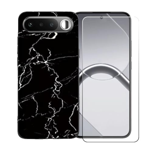 LCEHTOGYE �K�p Realme C83 5G +�����K���X�X�N���[���v���e�N�^�[�p�P�[�X�A�K�p Realme C83 5G (6,8")�ƌ݊����̂���u���b�N�\�t�gTPU�V���R���Q���P�[�X�ی�J�o�[ LLM9