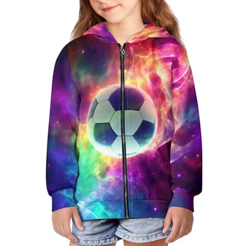 HUIACONG Galaxy Soccer Zip Up Hoodie for Teen Boys14-16 Kids Sweatshirt Novelty Football Long Sleeve Shirt Fall Clothes Girls Full Zipper Jacket Purple Hoodies Tops Sweaters4