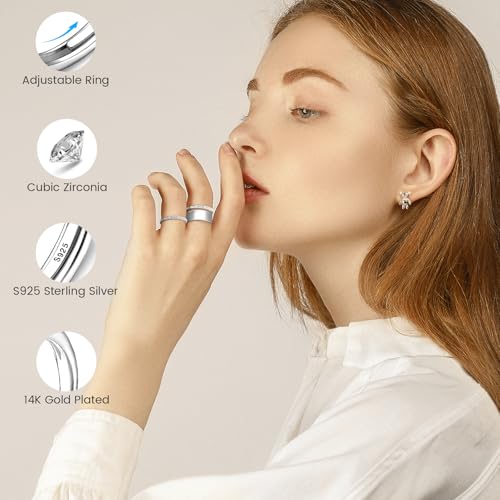 Adjustable 14K Gold Plated Stacking Rings for Oura Ring Gen 4/ Gen 3, 2 Pack Cubic Zirconia Simulated Diamond Oura Ring Stack for Women3