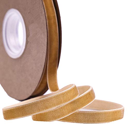Ribbon for Crafts -Wholesale Bulk 20 Yard 3/8 5/8 1Inch Velvet Ribbon for Gift Package Wrapping Floral Design Hair Bow Clip Accessory Making Sewing Wedding Decor (Light Brown, 10mm)