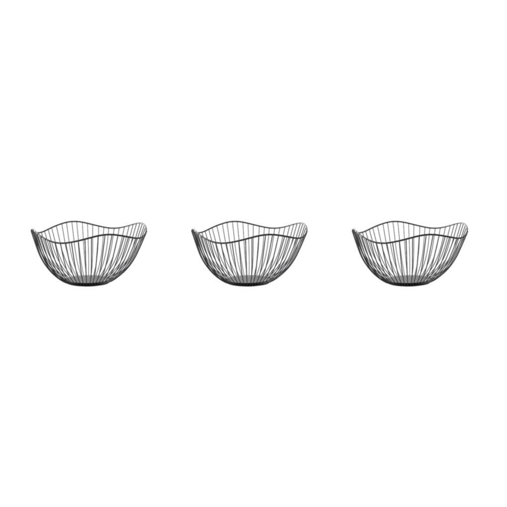 lmoikesz 3 Set of Metal Fruit Basket Wide Application Modern Style Sturdy and Durable Large Capacity Multifunctional Metal Fruit Baskets Black Straight Large, Black Straight Large 3Set