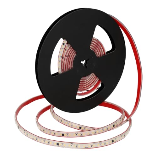 JANDEI - Striscia Luminosa Led Autocorrente 220V 12W/m 600 LED 5500 Lm, Tagliabile e Autoadesiva, Larghezza 10mm. IP65, Ideale per Illuminazione e Decorazione Esterni - Bobina 5 M (Luce Calda 3000k)