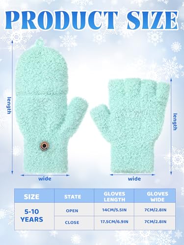 6 Pairs Kids Fingerless Gloves Winter Convertible Flip Top Gloves Warm Knitted Mitten with Cover for Toddler Boys Girl3