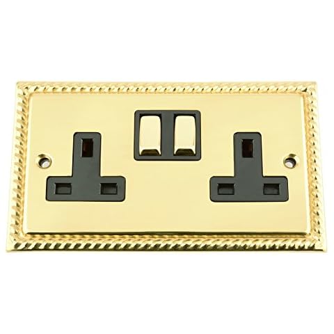 Polished Mirror Brass 2 Gang Socket Cover