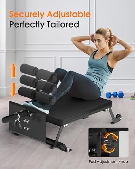 Nordic Curl Bench - Home Gym Hamstring Curl Machine with with 1 & 2 Olympic Weight Plates, Max Hold 450lbs, Compact Glute Machine, Easy to Move and Store with Wheels