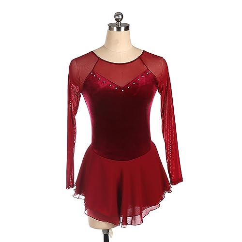 Vestido de patinação artística, malha de strass de laço cruzado simples Competição de patinação artí