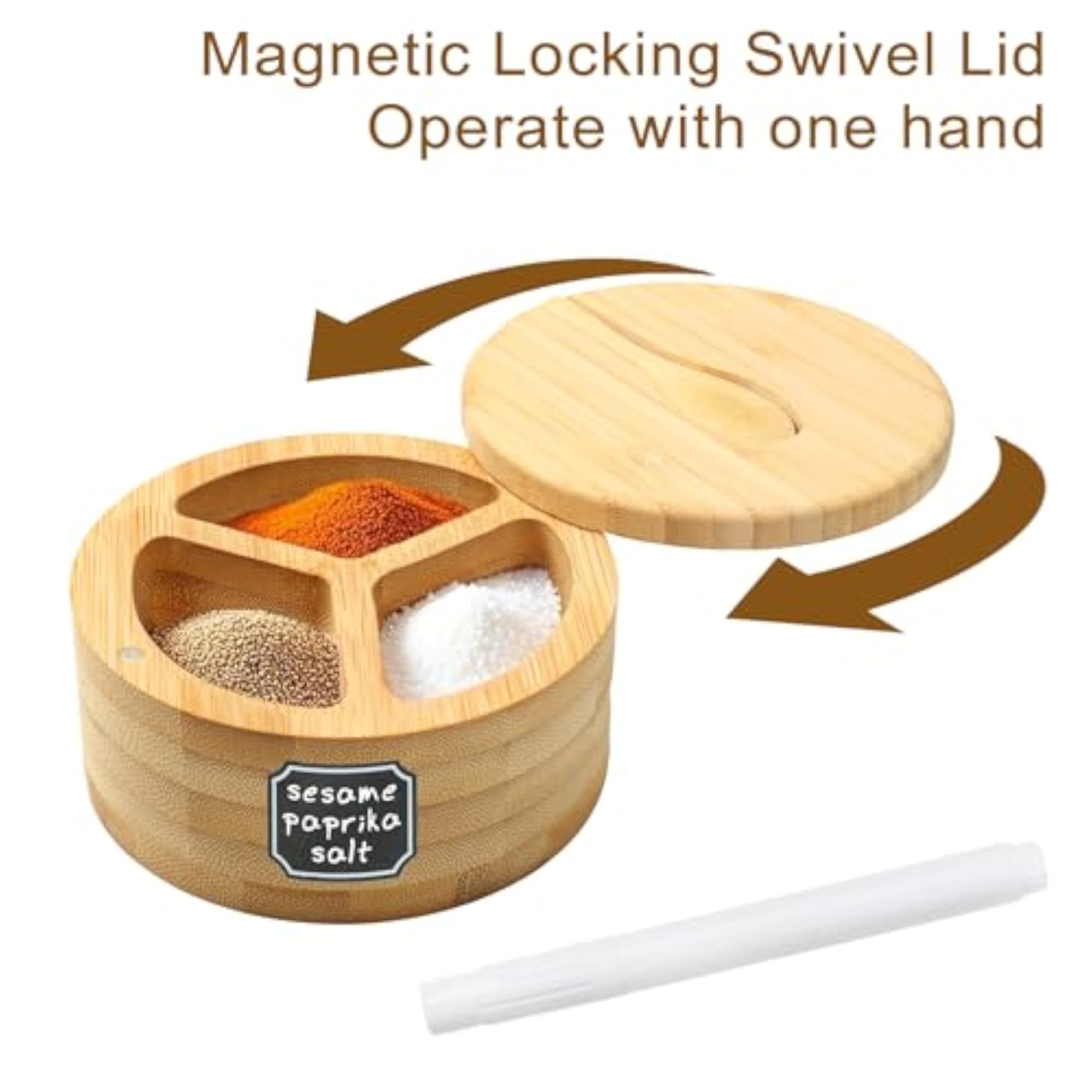 Swivel Magnetic Salt Cellar with Lid and Spoon Holder